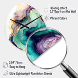 Green Purple Abstract Geode - Asymmetric Metal Wall Clock