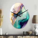 Green Purple Abstract Geode - Asymmetric Metal Wall Clock