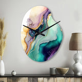 Green Purple Abstract Geode - Asymmetric Metal Wall Clock