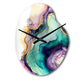 Green Purple Abstract Geode - Asymmetric Metal Wall Clock