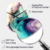 Green Purple Abstract Geode - Asymmetric Metal Wall Clock