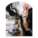 Black Gold Marble Splash I - Asymmetric Metal Wall Clock