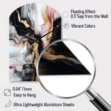 Black Gold Marble Splash I - Asymmetric Metal Wall Clock