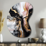 Black Gold Marble Splash I - Asymmetric Metal Wall Clock