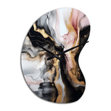 Black Gold Marble Splash I - Asymmetric Metal Wall Clock