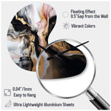 Black Gold Marble Splash I - Asymmetric Metal Wall Clock