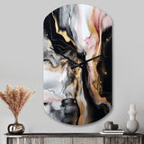 Black Gold Marble Splash I - Asymmetric Metal Wall Clock