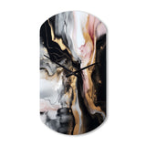 Black Gold Marble Splash I - Asymmetric Metal Wall Clock
