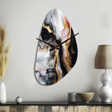 Black Gold Marble Splash I - Asymmetric Metal Wall Clock