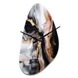 Black Gold Marble Splash I - Asymmetric Metal Wall Clock