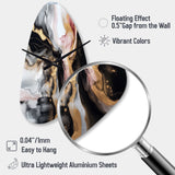 Black Gold Marble Splash I - Asymmetric Metal Wall Clock