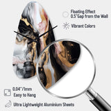 Black Gold Marble Splash I - Asymmetric Metal Wall Clock