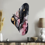 Black Gold Marble Splash II - Asymmetric Metal Wall Clock