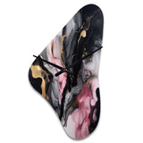 Black Gold Marble Splash II - Asymmetric Metal Wall Clock