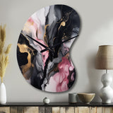 Black Gold Marble Splash II - Asymmetric Metal Wall Clock