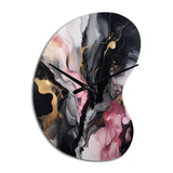 Black Gold Marble Splash II - Asymmetric Metal Wall Clock