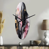 Black Gold Marble Splash II - Asymmetric Metal Wall Clock