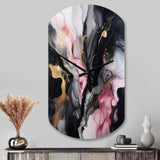 Black Gold Marble Splash II - Asymmetric Metal Wall Clock