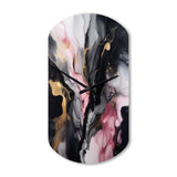 Black Gold Marble Splash II - Asymmetric Metal Wall Clock