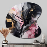 Black Gold Marble Splash II - Asymmetric Metal Wall Clock