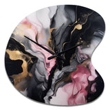 Black Gold Marble Splash II - Asymmetric Metal Wall Clock