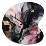 Black Gold Marble Splash II - Asymmetric Metal Wall Clock