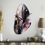 Black Gold Marble Splash II - Asymmetric Metal Wall Clock