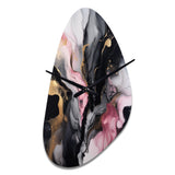 Black Gold Marble Splash II - Asymmetric Metal Wall Clock