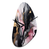 Black Gold Marble Splash II - Asymmetric Metal Wall Clock