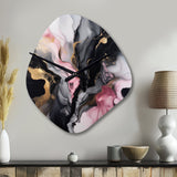 Black Gold Marble Splash II - Asymmetric Metal Wall Clock