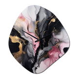 Black Gold Marble Splash II - Asymmetric Metal Wall Clock