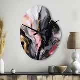 Black Gold Marble Splash II - Asymmetric Metal Wall Clock