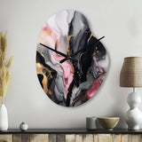 Black Gold Marble Splash II - Asymmetric Metal Wall Clock
