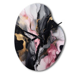 Black Gold Marble Splash II - Asymmetric Metal Wall Clock