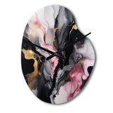 Black Gold Marble Splash II - Asymmetric Metal Wall Clock