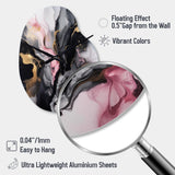 Black Gold Marble Splash II - Asymmetric Metal Wall Clock