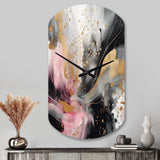 Pink Gold Texture Splash Marble III - Asymmetric Metal Wall Clock