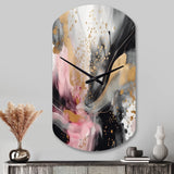 Pink Gold Texture Splash Marble III - Asymmetric Metal Wall Clock