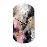 Pink Gold Texture Splash Marble III - Asymmetric Metal Wall Clock
