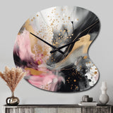 Pink Gold Texture Splash Marble III - Asymmetric Metal Wall Clock