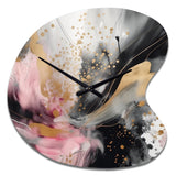 Pink Gold Texture Splash Marble III - Asymmetric Metal Wall Clock