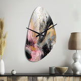 Pink Gold Texture Splash Marble III - Asymmetric Metal Wall Clock