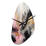 Pink Gold Texture Splash Marble III - Asymmetric Metal Wall Clock
