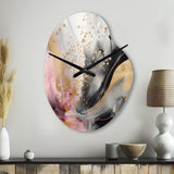Pink Gold Texture Splash Marble III - Asymmetric Metal Wall Clock
