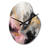 Pink Gold Texture Splash Marble III - Asymmetric Metal Wall Clock