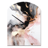 Pink Black Textured Splash Marble I - Asymmetric Metal Wall Clock