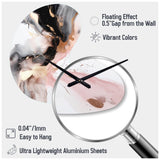 Pink Black Textured Splash Marble I - Asymmetric Metal Wall Clock