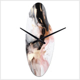 Pink Black Textured Splash Marble I - Asymmetric Metal Wall Clock