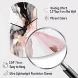Pink Black Textured Splash Marble I - Asymmetric Metal Wall Clock