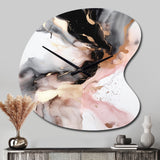Pink Black Textured Splash Marble I - Asymmetric Metal Wall Clock